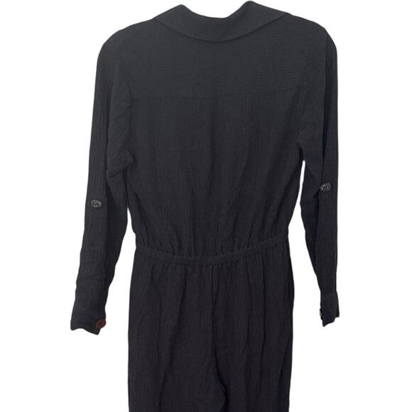 Soft Surroundings Cannes Black Crinkle Gauze Jumpsuit Petite Small - Picture 10 of 12